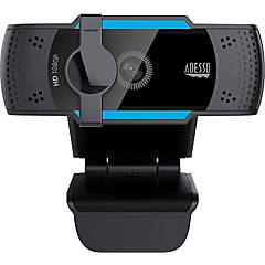 Adesso 1080P HD Webcam w-Built-in Dual Mic Tripod Mnt Privcy Shttr Cvr, 2.7X2.7X1.97in, Black