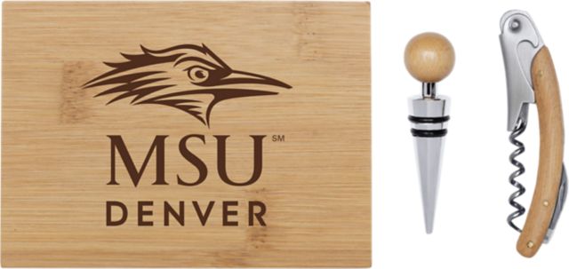 MSU Denver Bamboo Wine Tool Set