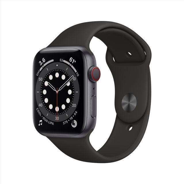 Apple Watch Series 6 GPS, 44mm Space Gray Aluminum Case with Black Sport  Band - ONLINE ONLY