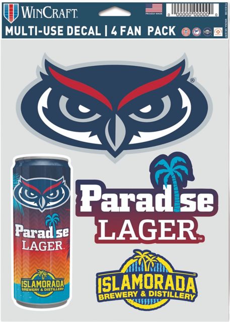 Florida Atlantic University Paradise Lager Decal 4 Pack