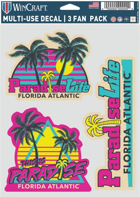 Florida Atlantic University Paradise Life 3 Pack Fan Decals