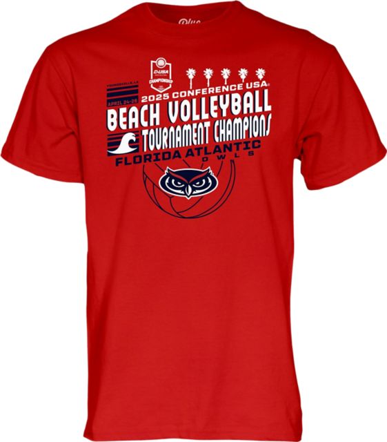 Florida Atlantic Owls 2025 Beach Volleyball Tournament Champions Short Sleeve T-Shirt