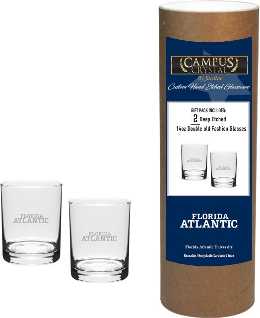 Florida Atlantic Owls 14 oz. Double Old Fashion Glass - Set of 2
