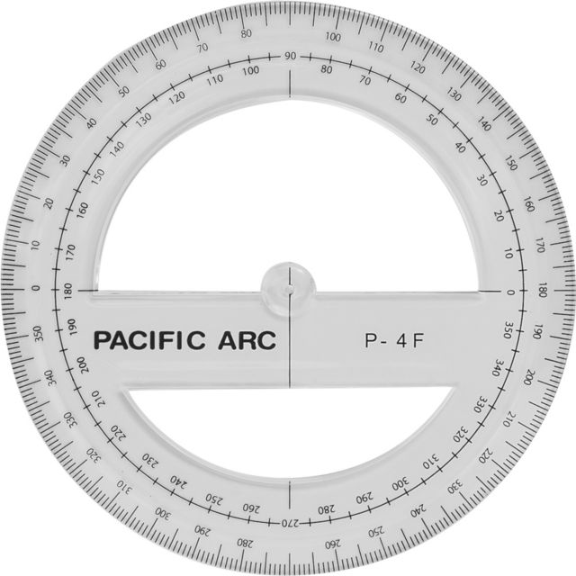 PROTRACTOR ACRYLIC 360 DEG 4IN