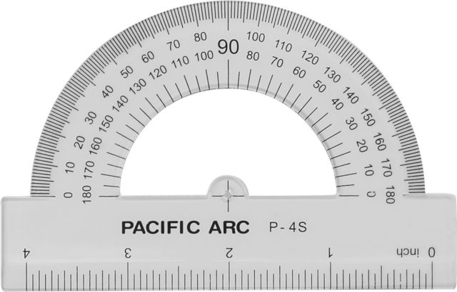 PROTRACTOR ACRYLIC 180 DEG 4IN