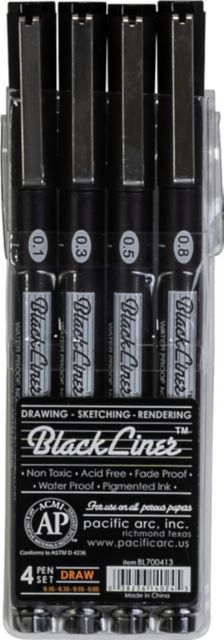 BLACKLINER FINELINE 4 PEN SET DRAW