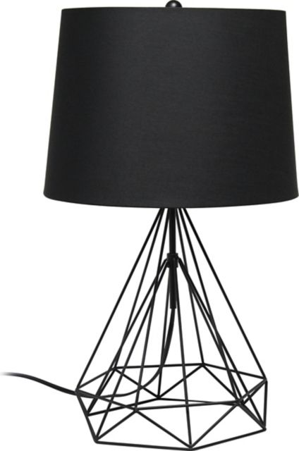 Lalia Home Geometric Black Matte Wired Table Lamp with Fabric Shade - ONLINE ONLY