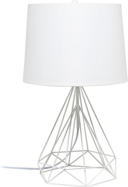 Lalia Home Geometric White Matte Wired Table Lamp with Fabric Shade  - ONLINE ONLY