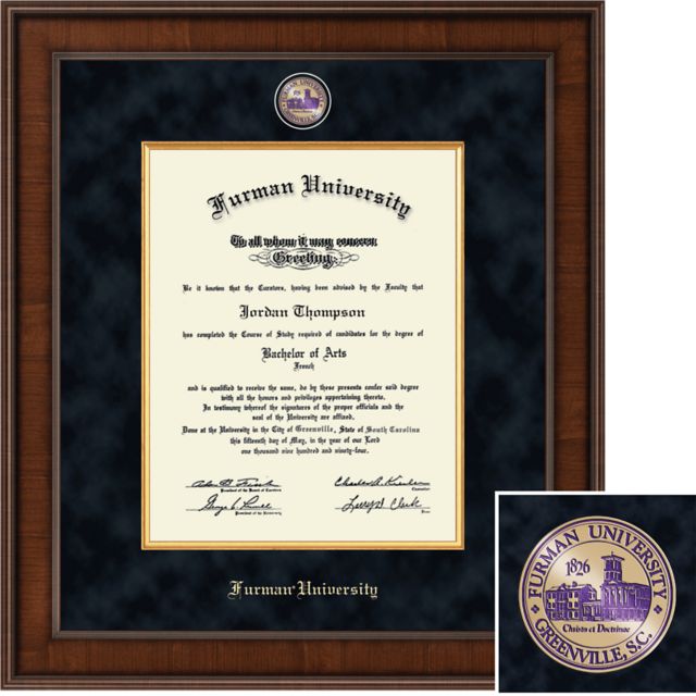 Furman University 11 x 14 Presidential Diploma Frame