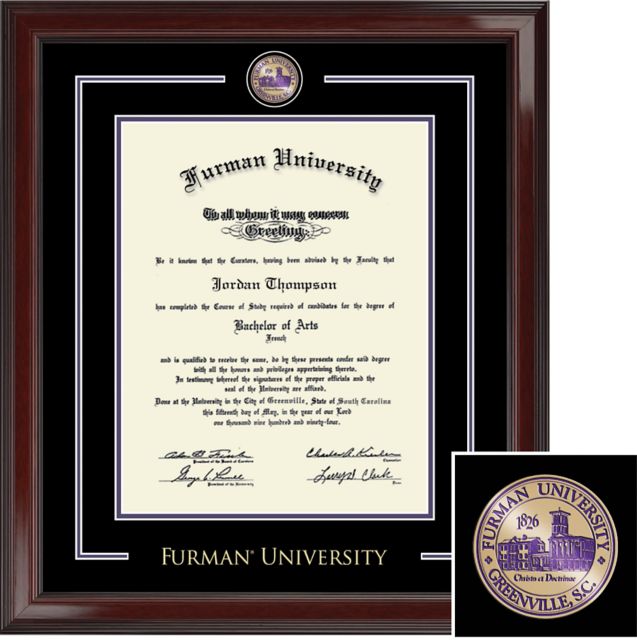 Furman University 11 x 14 Showcase Diploma Frame