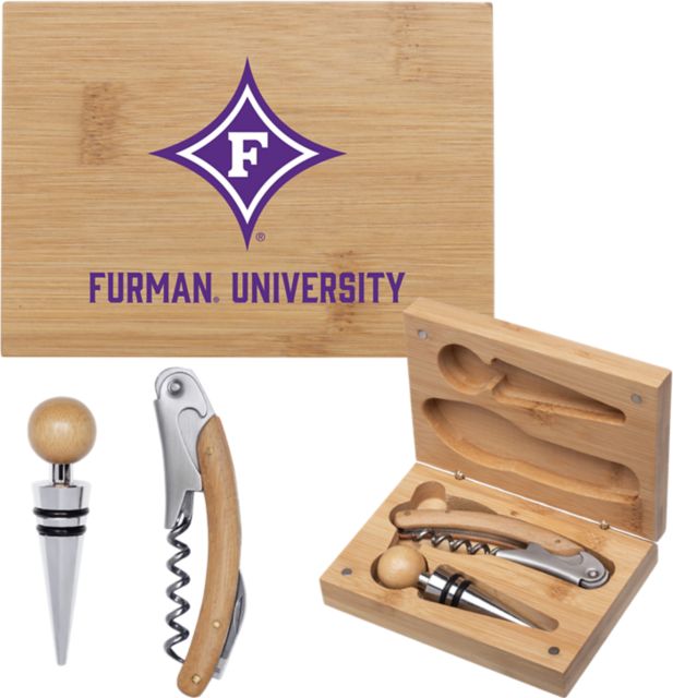 Furman University Bamboo Wine Tool Set