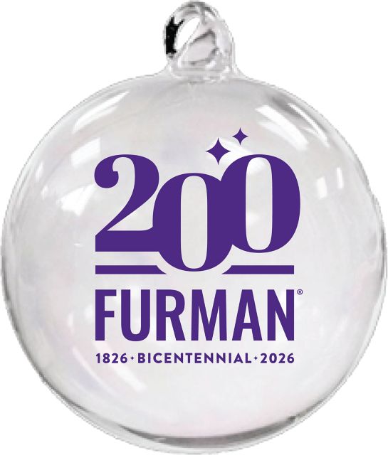 Furman University Bicentennial 3 Handblown Glass Ornament"