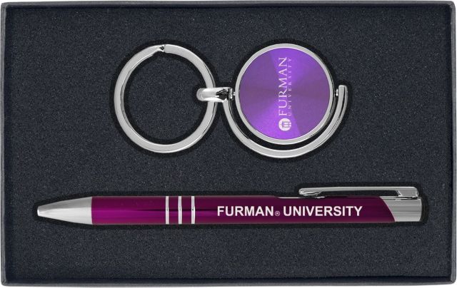 Furman University Spinner Keytag & Pen Giftset