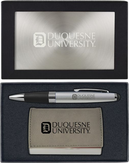 Duquesne University Business Card Holder & Pen Set