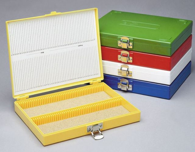Plastic Slide Box Holds 100 Slides, Blue