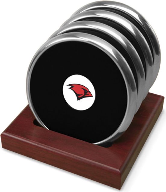 CSI  Set Of 4 Silver Round Coaster Gift Boxed With Colored Medallion - ONLINE ONLY