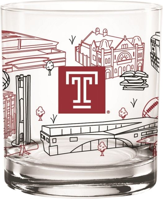 Temple University 14 oz. Campus Rock Glass