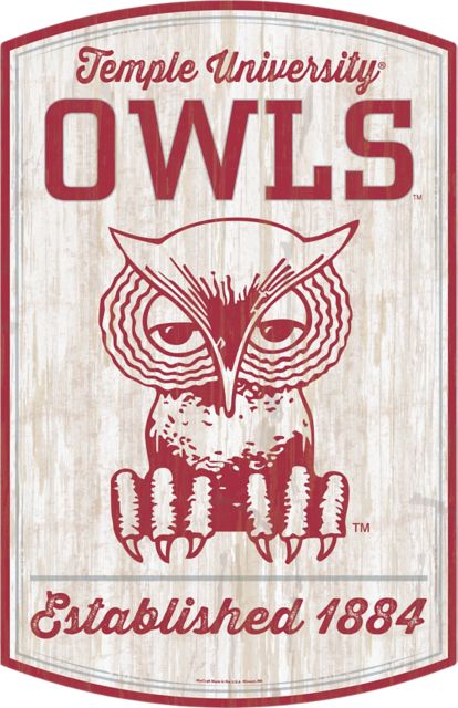 Temple University Owls 11" x 17" Wood Sign