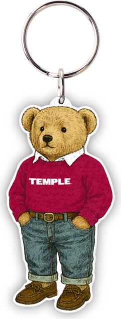Temple University Teddy Bear Keychain