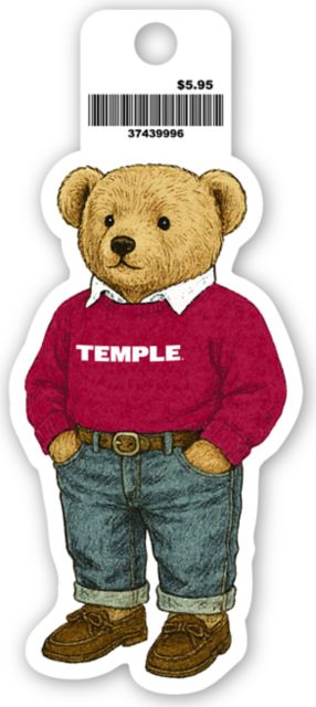 Temple University Teddy Bear Vinyl Sticker