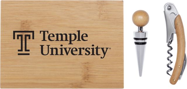 Temple University Bamboo Wine Tool Set