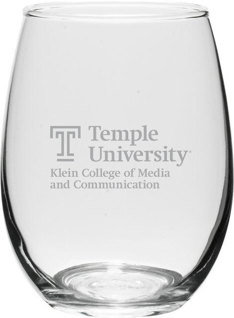 Temple University Klein College of Media and Communication 15 oz. Stemless Wineglass