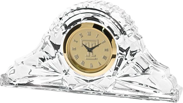 Temple University 4.5'' x 2.5'' Crystal Table Clock