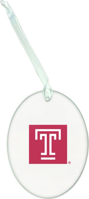 Temple University Glass Ornament