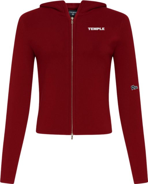 Temple University Owls Women's Rib Full-zip Hooded Sweatshirt