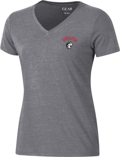 Northeastern University Huskies Women's V-Neck Short Sleeve T-Shirt