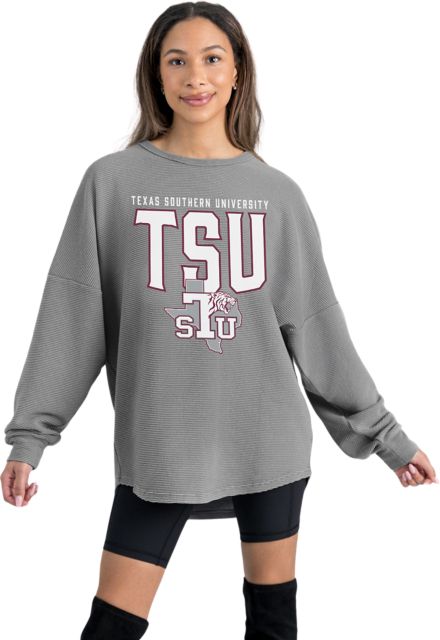 Texas Southern University Women's Crewneck Essential Corded Pullover with Ribbed Knit Cuff Detail