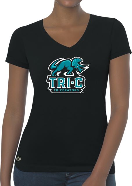 Cuyahoga Community College Triceratops Women's V-Neck Short Sleeve T-Shirt