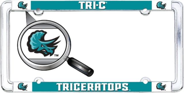 Cuyahoga Community College Triceratops Thin Dome License Plate Frame
