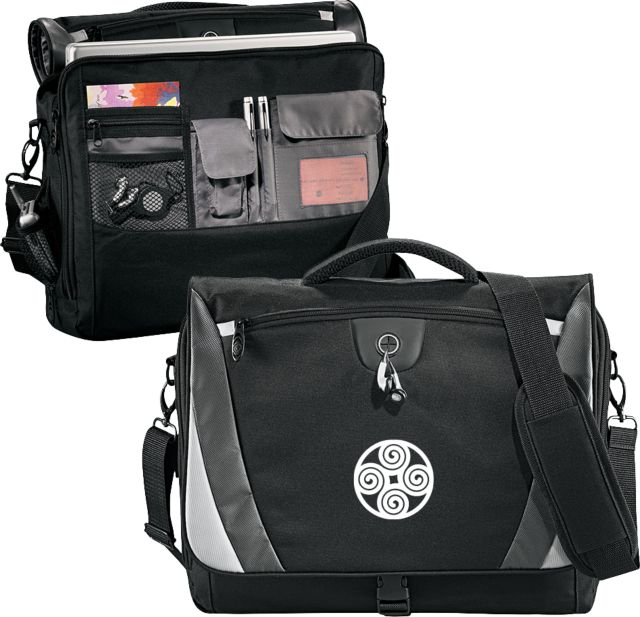 New College of Florida Black/Grey Slope Computer Messenger Bag Primary - ONLINE ONLY