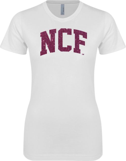 New College of Florida Next Level Womens Boyfriend Tee L Pink Glitter - ONLINE ONLY
