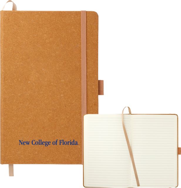 New College of Florida 5.5 x 8.5 Natural FSC Mix Recycled Leather Bound Journal Wordmark - ONLINE ONLY