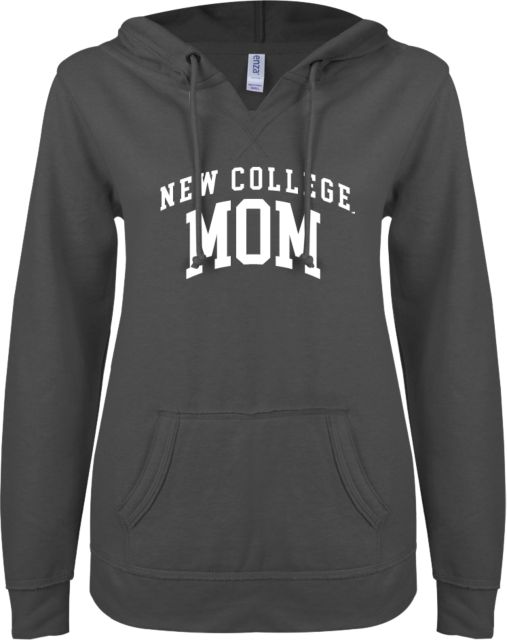 New College of Florida ENZA Womens V Notch Raw Edge Fleece Hoodie Mom - ONLINE ONLY