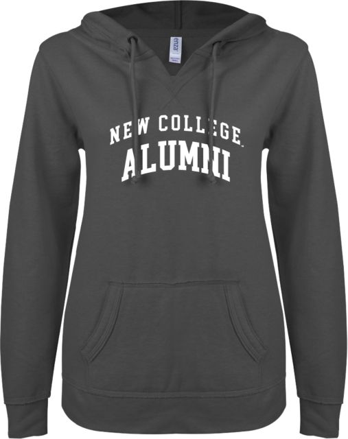 New College of Florida ENZA Womens V Notch Raw Edge Fleece Hoodie Alumni - ONLINE ONLY