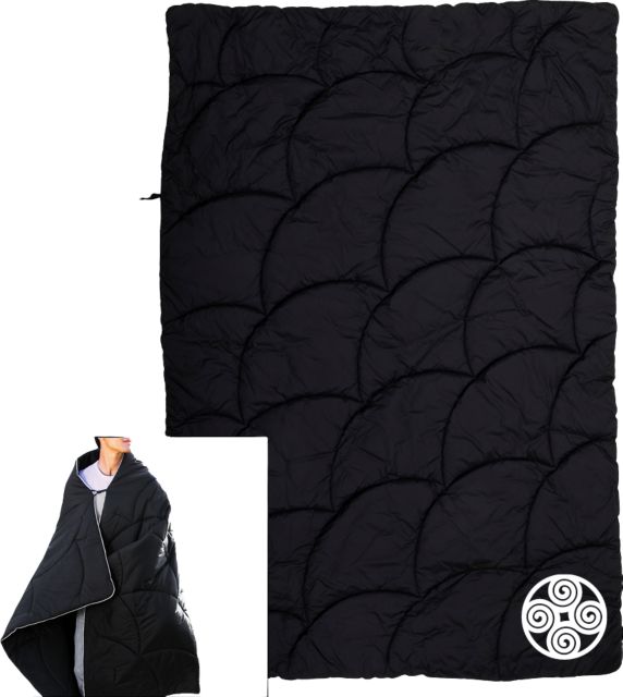 New College of Florida Black Wearable Camping Blanket Primary - ONLINE ONLY