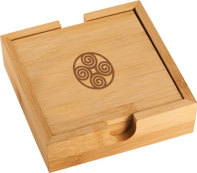 New College of Florida Bamboo Coaster Set Primary Engraved - ONLINE ONLY
