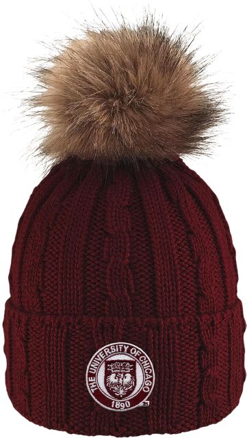 The University of Chicago Women's Fur Pom Beanie
