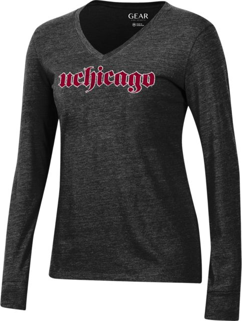 The University of Chicago Women's Long Sleeve Tri-Blend V-Neck T-Shirt