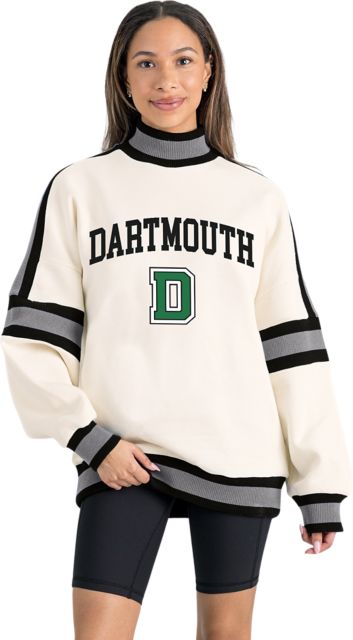 Dartmouth College Women's Oversized Turtleneck Pullover with Bold Stretch-Knit Striped Detail