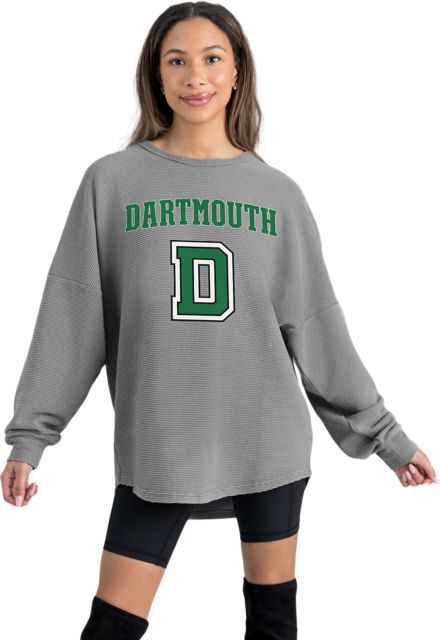 Dartmouth College Women's Crewneck Essential Corded Pullover with Ribbed Knit Cuff Detail