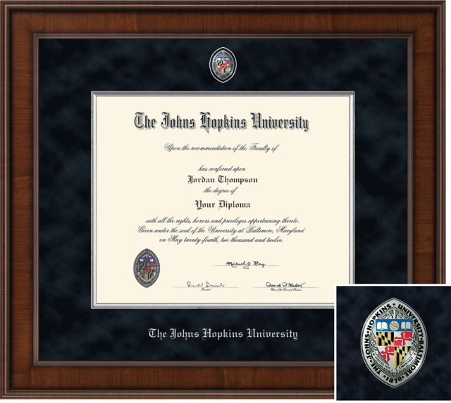 Johns Hopkins University 14 x 17 Presidential Diploma Frame