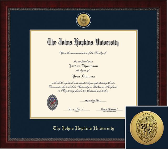 Johns Hopkins University 14 x 17 Engraved Diploma Frame