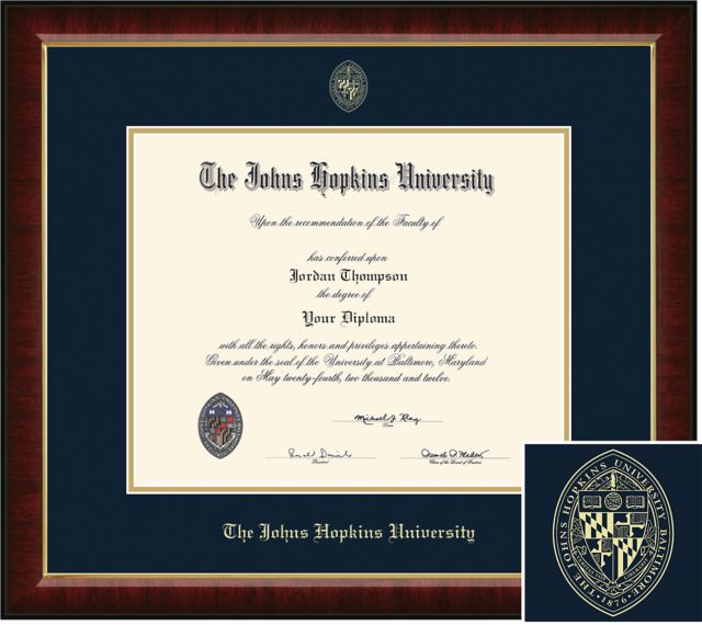 Johns Hopkins University 14 x 17 Embossed Diploma Frame