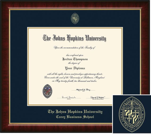 Church Hill Classics, Embossed; 14x17 H Bachelors,Masters,PhD, Carey Business School Diploma Frame - ONLINE ONLY