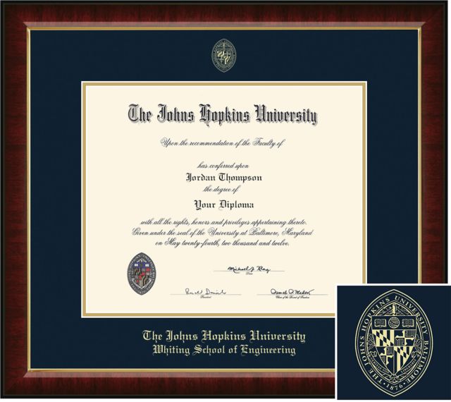 Church Hill Classics, Embossed; 14x17 H Bachelors,Masters,PhD,  School of Engineering Diploma Frame - ONLINE ONLY