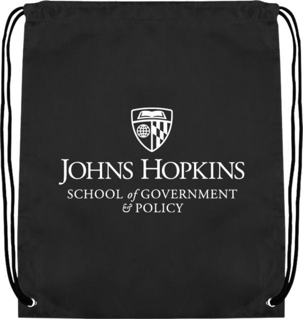 John Hopkins Drawstring Backpack Johns Hopkins School of Government  and Policy Stacked - ONLINE ONLY